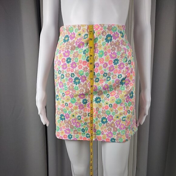 Wild Fable Neon Flower Stretchy Denim Like Material, Back Zip, Skirt Sz 16 (NWT) - Picture 5 of 11